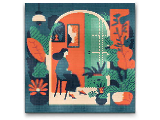 Diamond Painting - Illustration - Kvinde i lejligheden