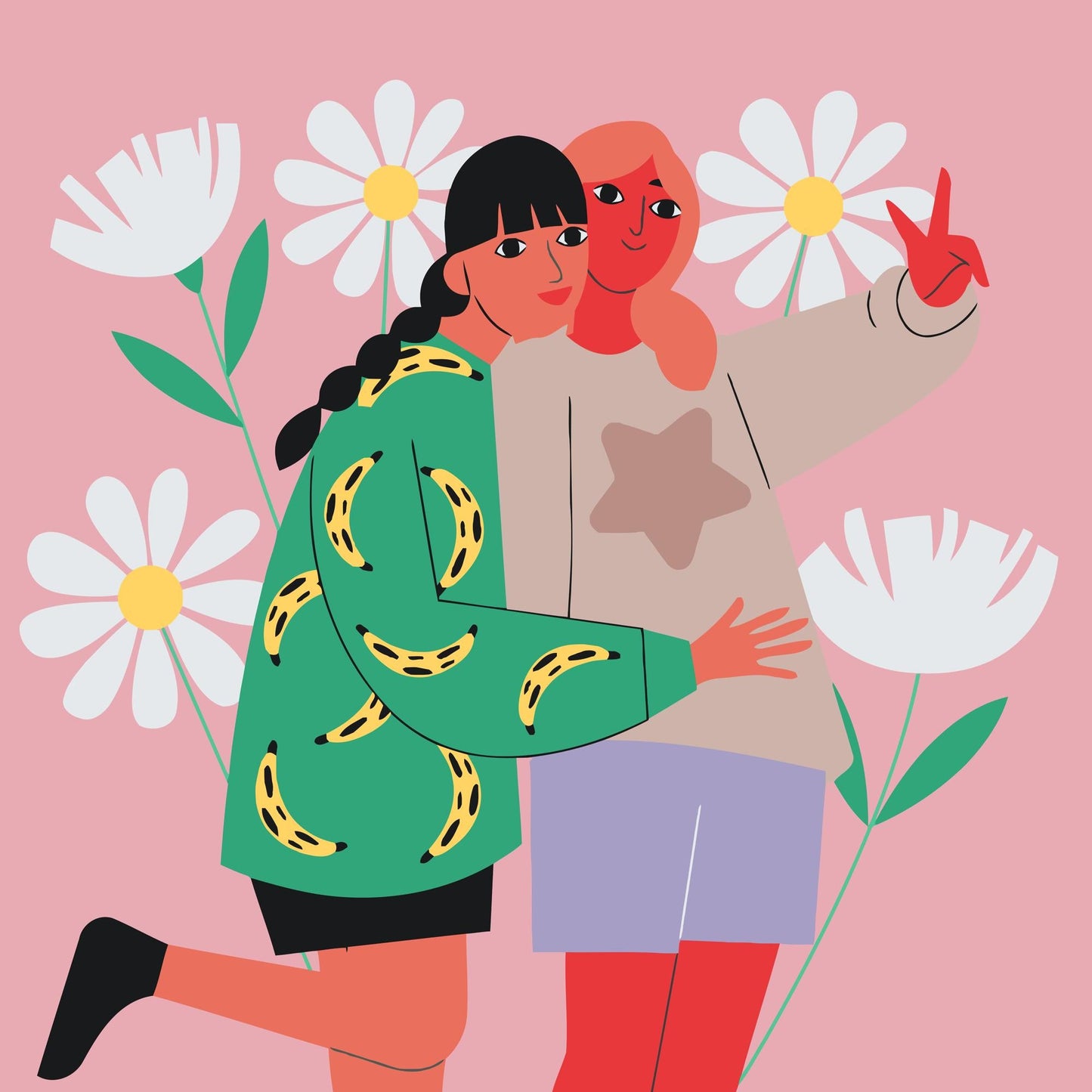 Paint by Numbers - Illustration - Bedste venner