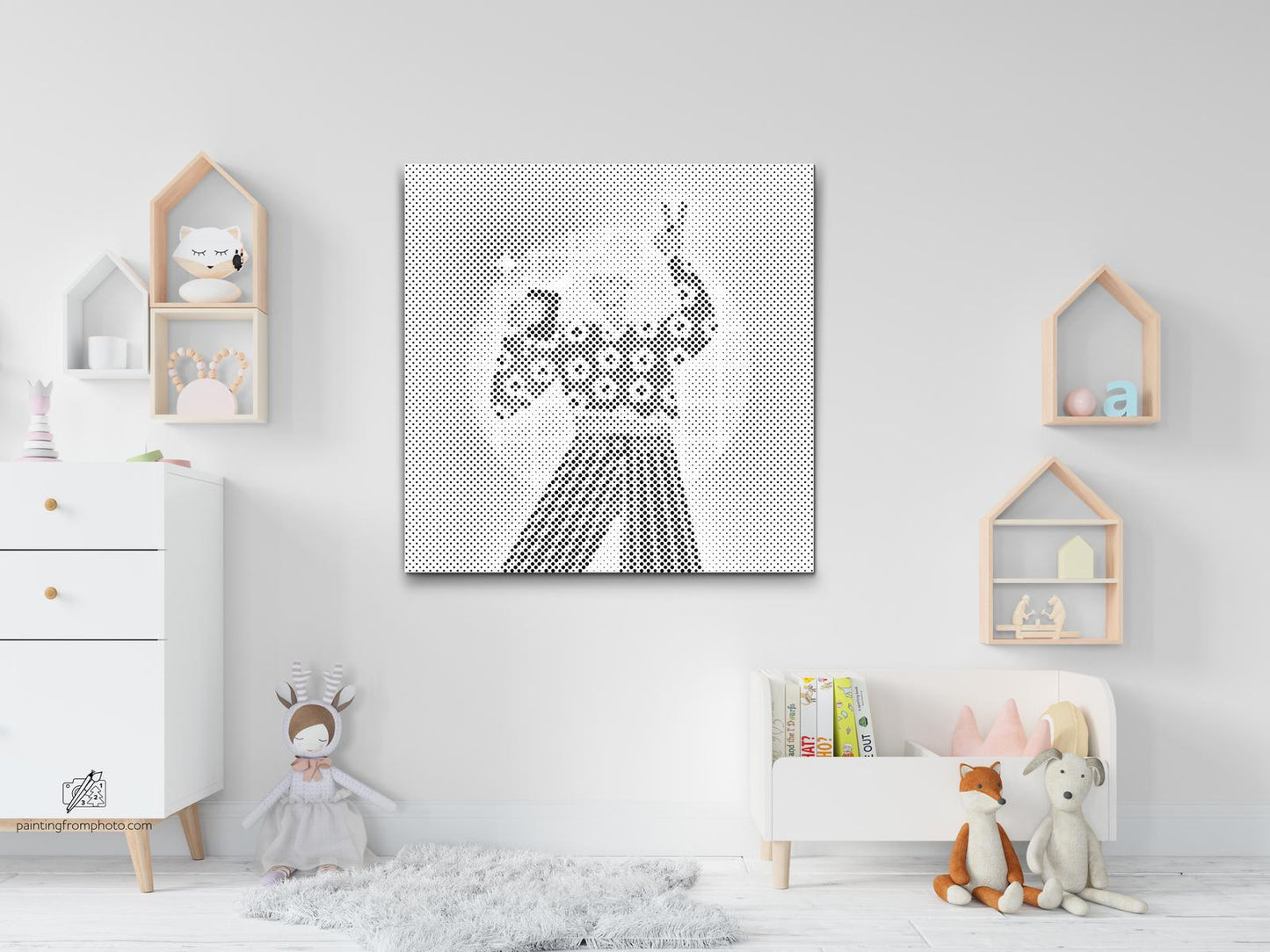Mal-med-prikker -  Illustration - Blond kvinde