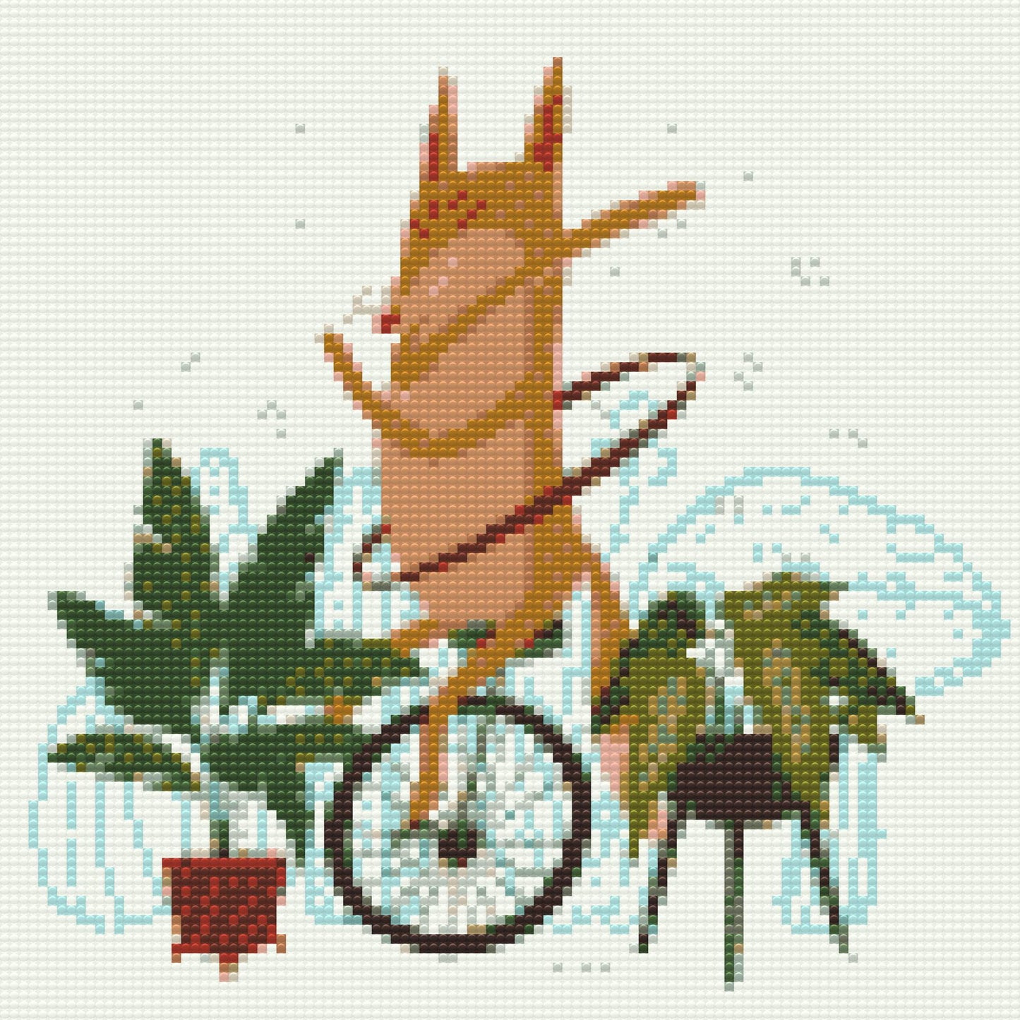 Diamond Painting - Illustration - Ræv på en ethjulet cykel