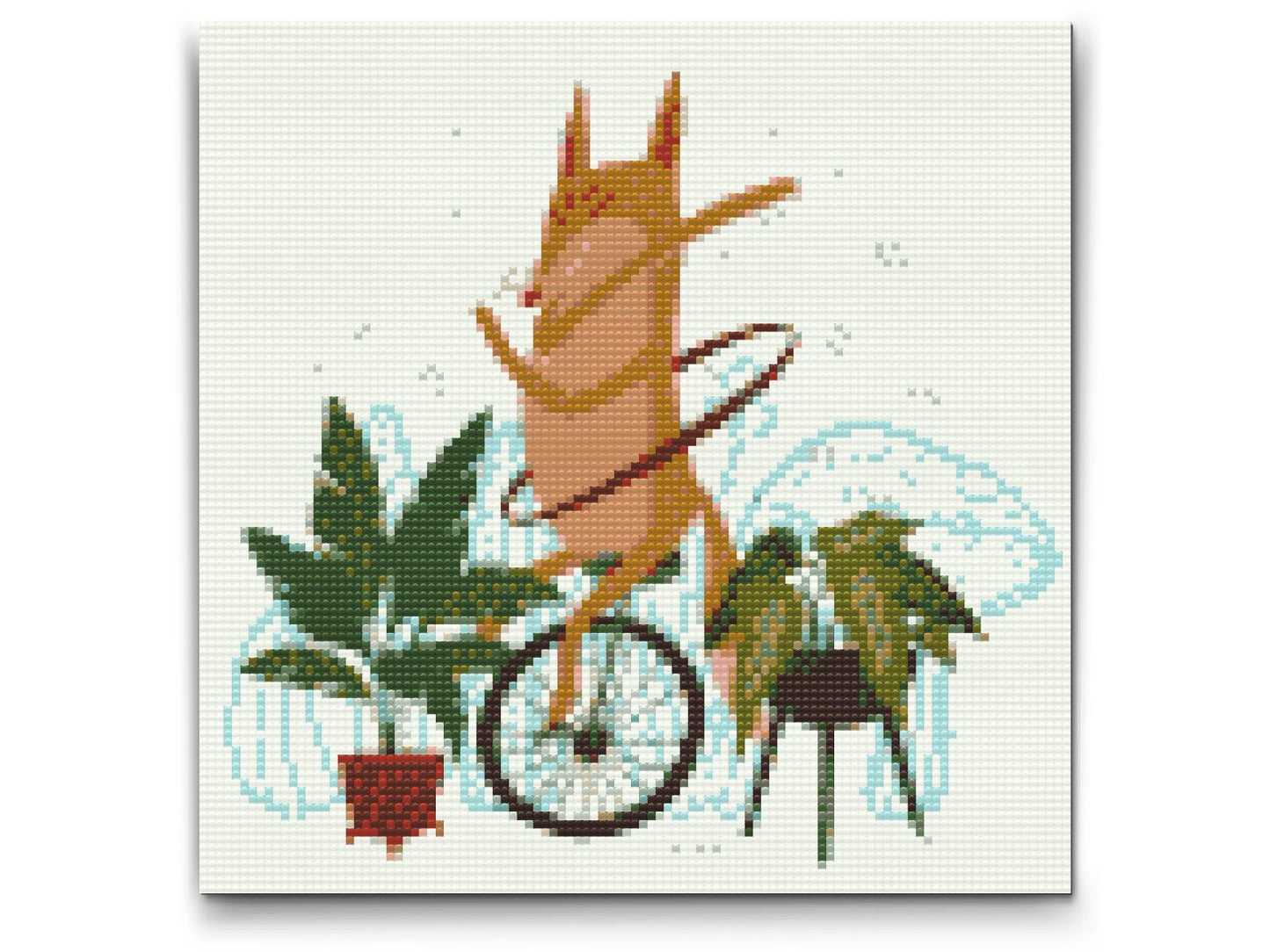 Diamond Painting - Illustration - Ræv på en ethjulet cykel