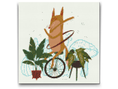 Diamond Painting - Illustration - Ræv på en ethjulet cykel