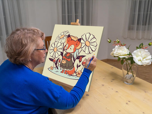 Paint by Numbers - Illustration - Ræv med håndtaske
