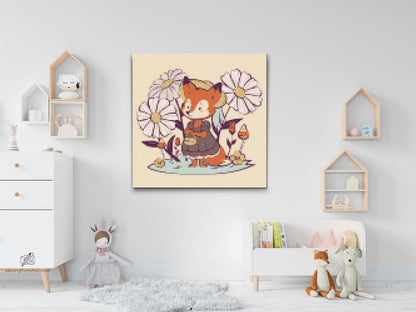 Diamond Painting - Illustration - Ræv med håndtaske
