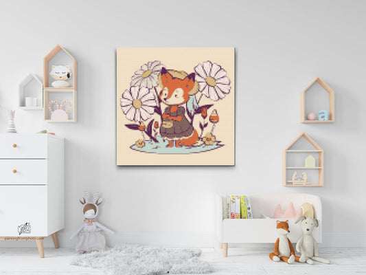 Diamond Painting - Illustration - Ræv med håndtaske