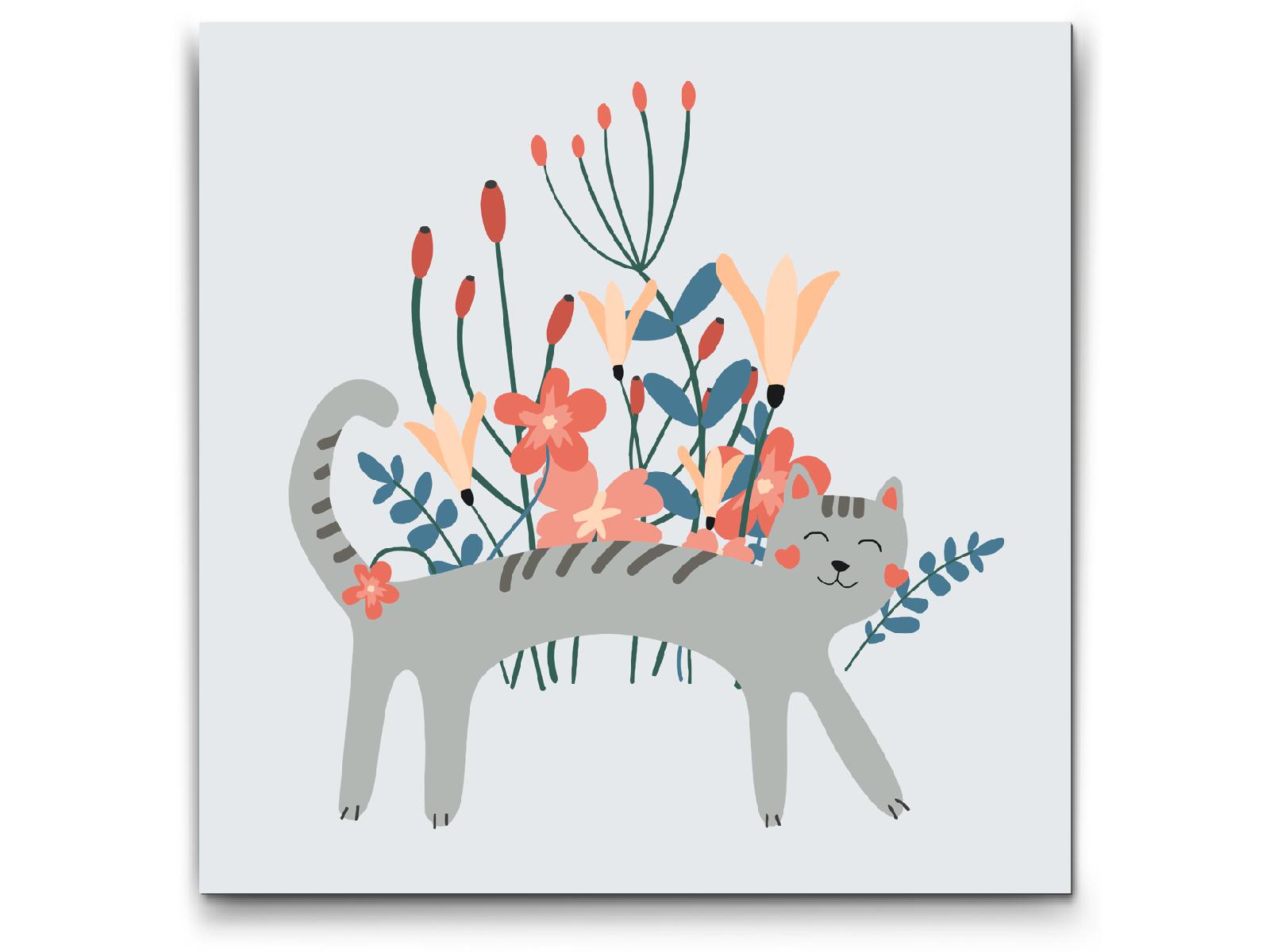 Paint by Numbers - Illustration - Grå kat