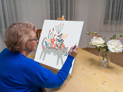 Paint by Numbers - Illustration - Grå kat