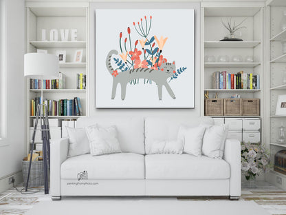 Paint by Numbers - Illustration - Grå kat