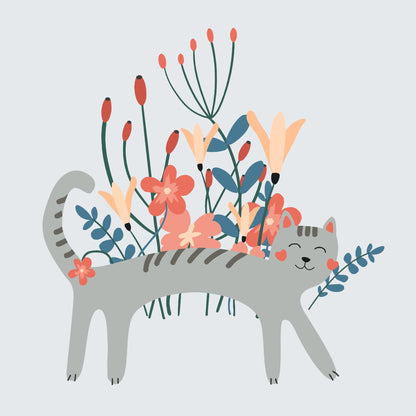 Paint by Numbers - Illustration - Grå kat