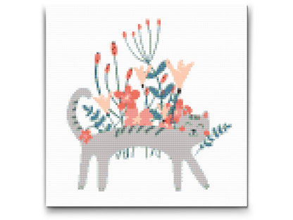 Diamond Painting - Illustration - Grå kat