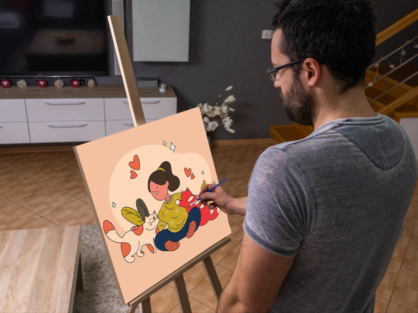 Paint by Numbers - Illustration - Kærlighed til katte