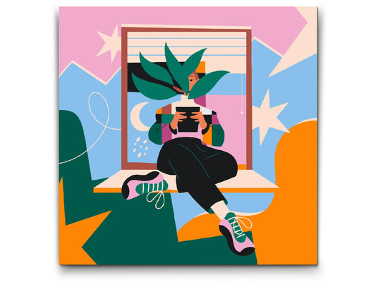 Paint by Numbers - Illustration - Pige ved vinduet