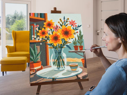 Diamond Painting - Illustration af en blomst i en vase