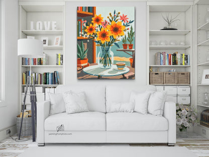 Diamond Painting - Illustration af en blomst i en vase
