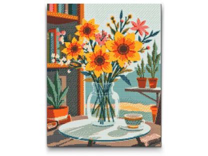 Diamond Painting - Illustration af en blomst i en vase