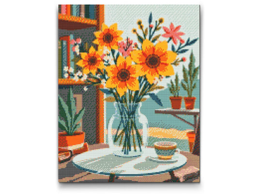 Diamond Painting - Illustration af en blomst i en vase