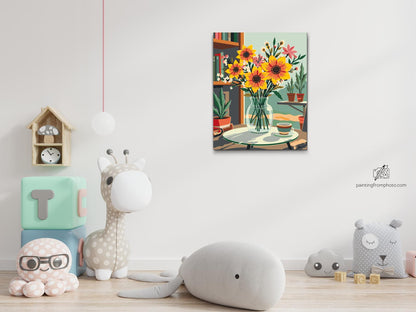 Paint by Numbers - Illustration af en blomst i en vase