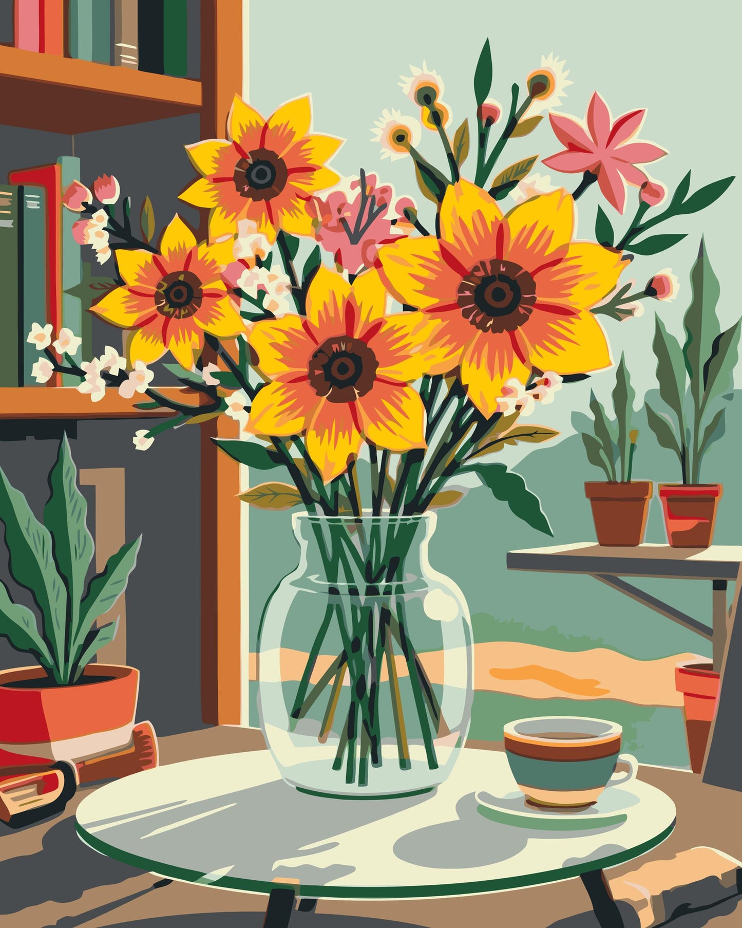Paint by Numbers - Illustration af en blomst i en vase
