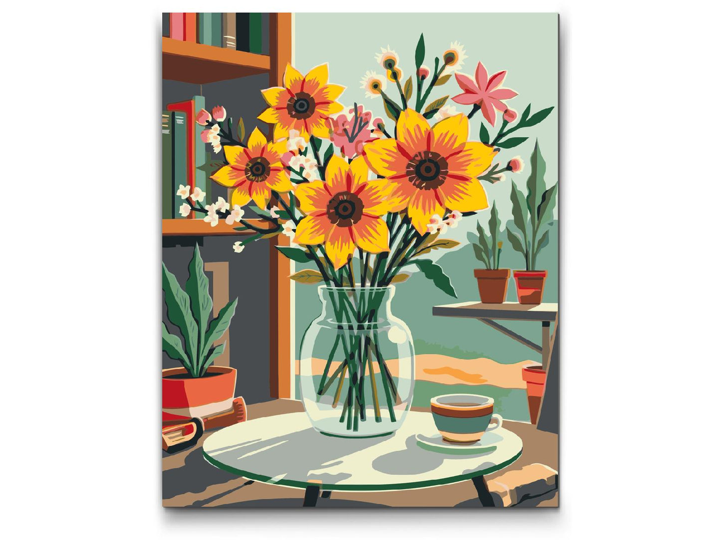 Paint by Numbers - Illustration af en blomst i en vase