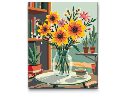 Paint by Numbers - Illustration af en blomst i en vase