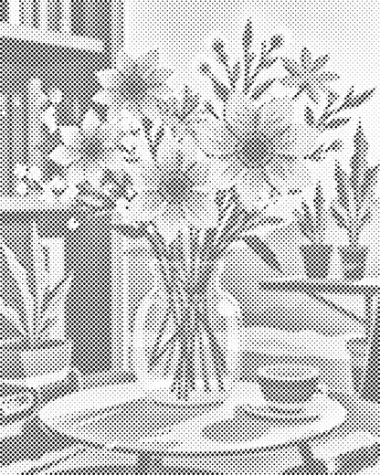 Mal-med-prikker -  Illustration af en blomst i en vase