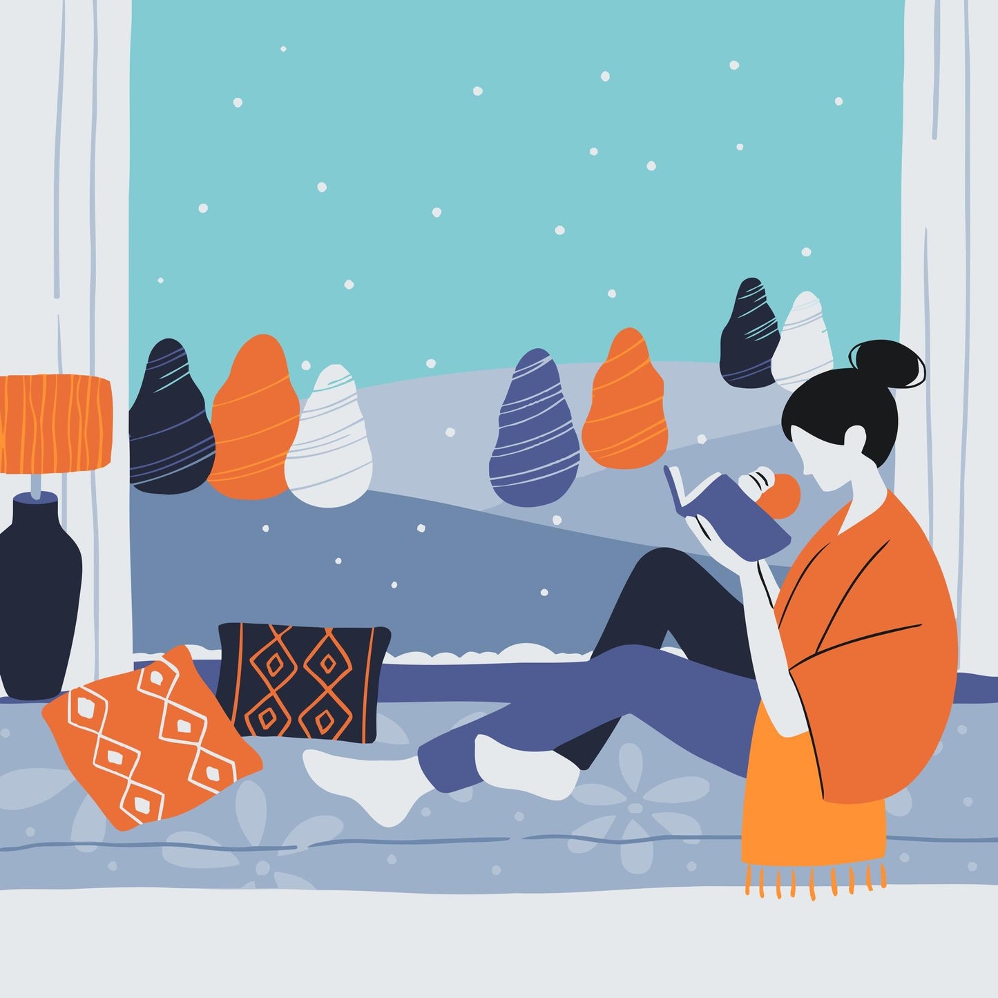 Paint by Numbers - Illustration - Læsning ved vinduet