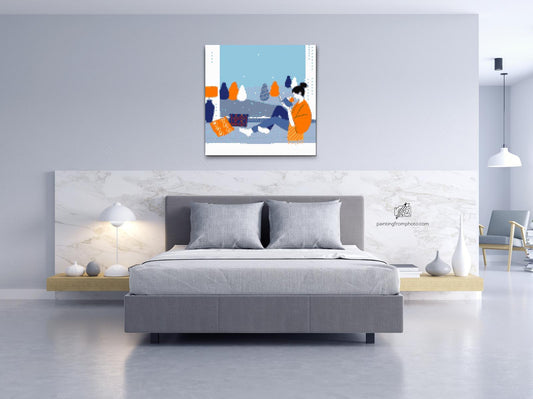 Diamond Painting - Illustration - Læsning ved vinduet