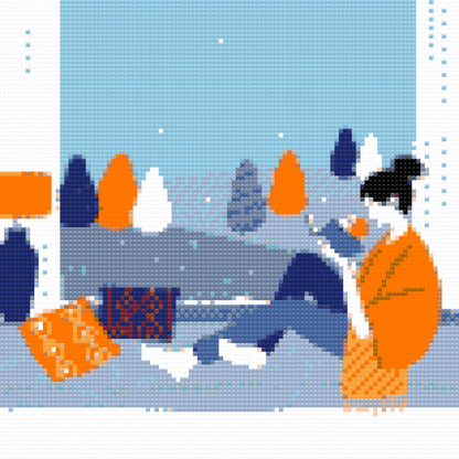 Diamond Painting - Illustration - Læsning ved vinduet