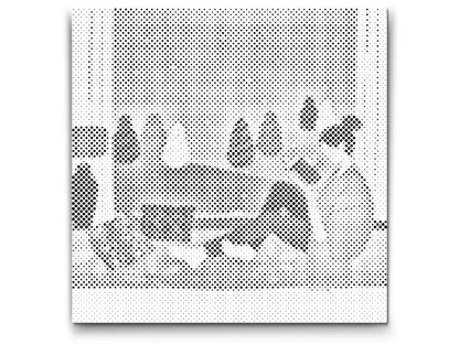 Mal-med-prikker -  Illustration - Læsning ved vinduet