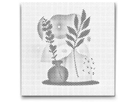 Mal-med-prikker -  Illustration - Blomster i en vase
