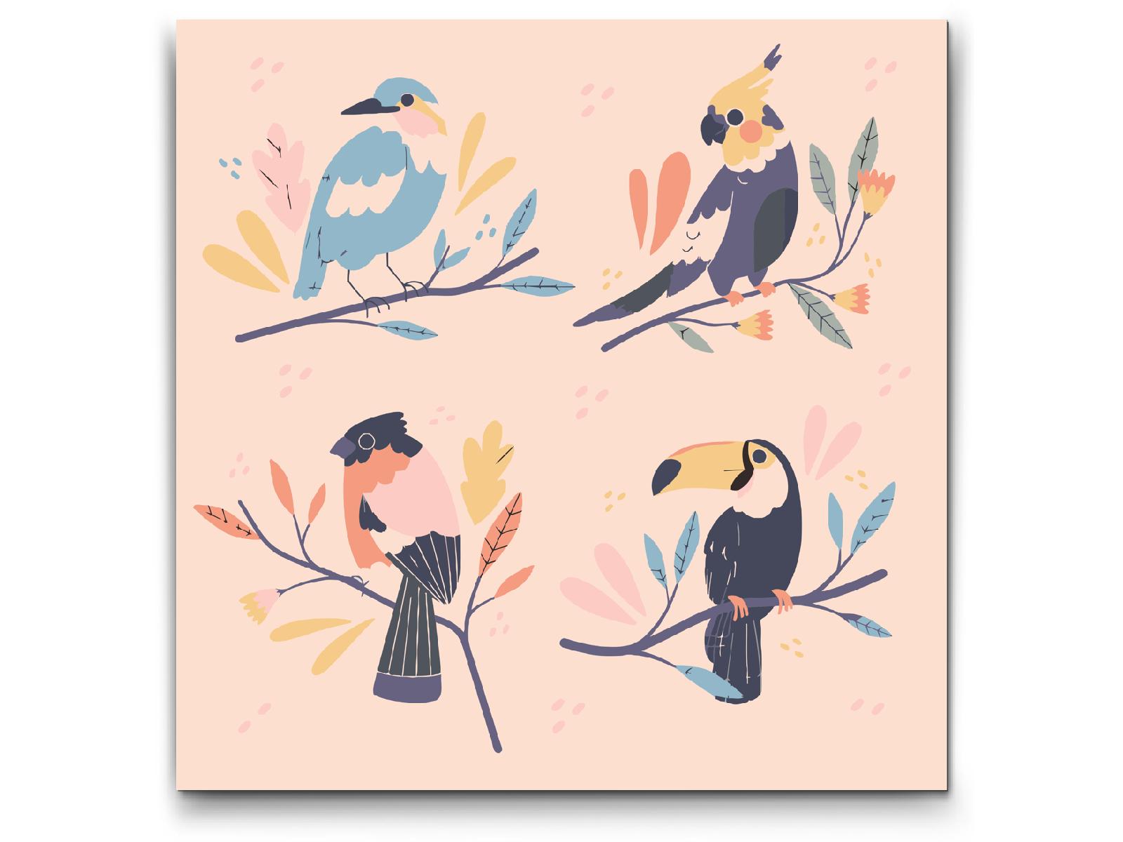 Paint by Numbers - Illustration - Papegøjer