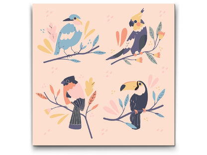 Paint by Numbers - Illustration - Papegøjer