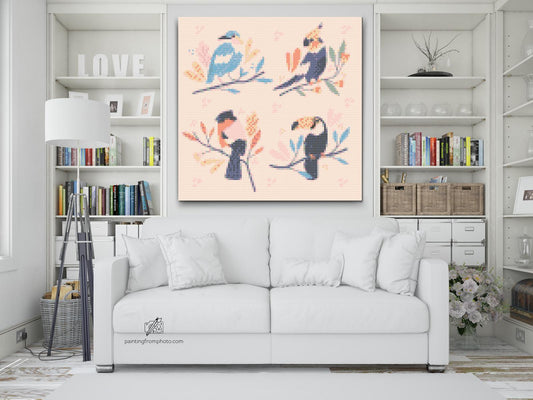 Diamond Painting - Illustration - Papegøjer