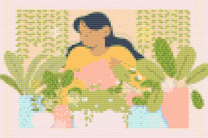 Diamond Painting - Illustration - Pasning af stueplanter