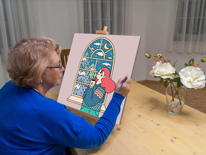 Paint by Numbers - Illustration - Te ved vinduet