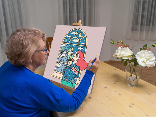 Paint by Numbers - Illustration - Te ved vinduet