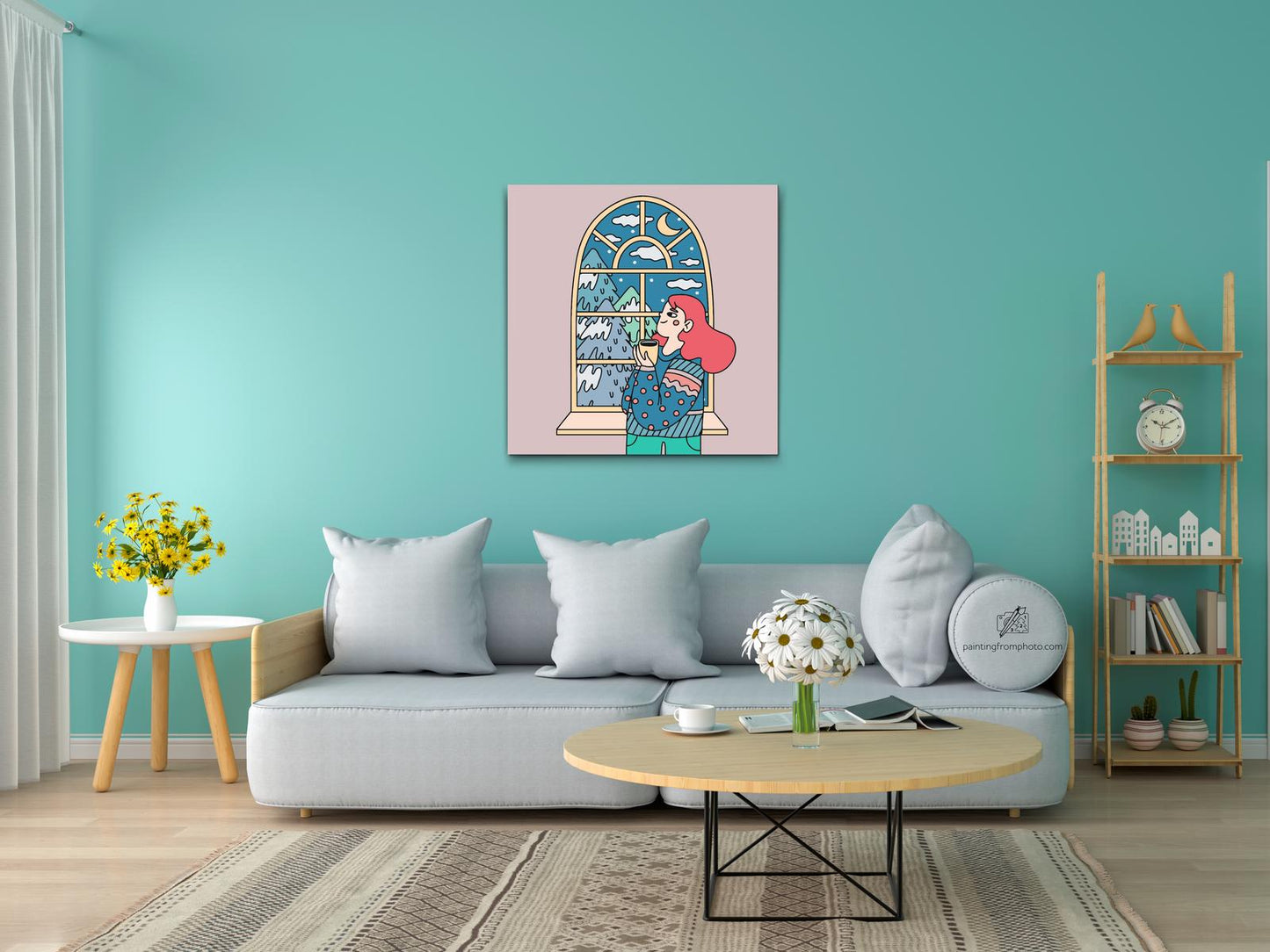 Paint by Numbers - Illustration - Te ved vinduet