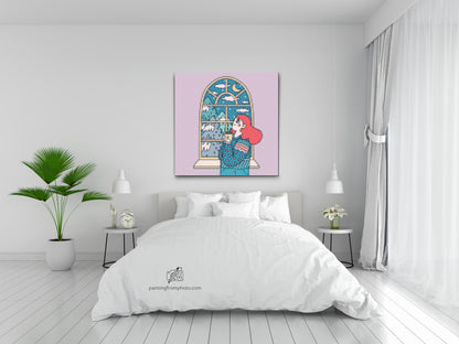 Diamond Painting - Illustration - Te ved vinduet