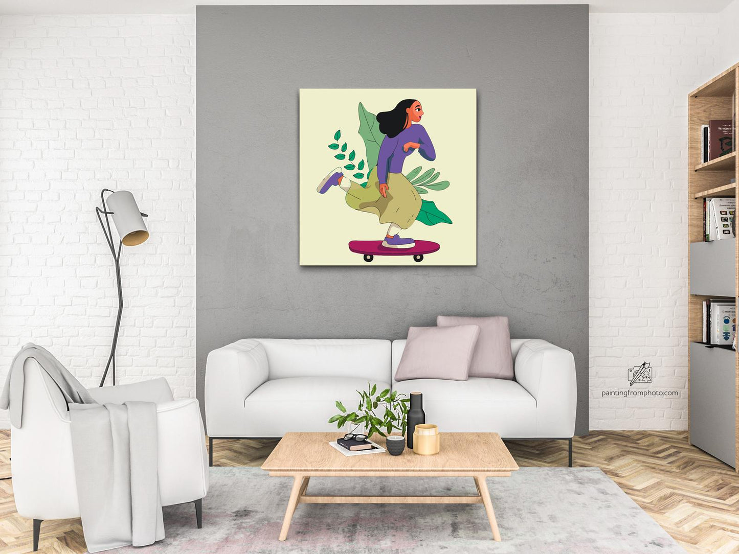 Paint by Numbers - Illustration - Kvinde på skateboard