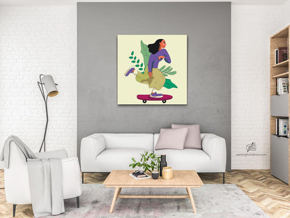 Paint by Numbers - Illustration - Kvinde på skateboard