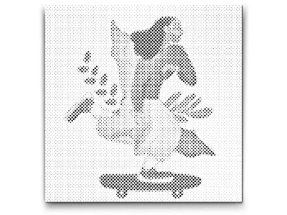 Mal-med-prikker -  Illustration - Kvinde på skateboard