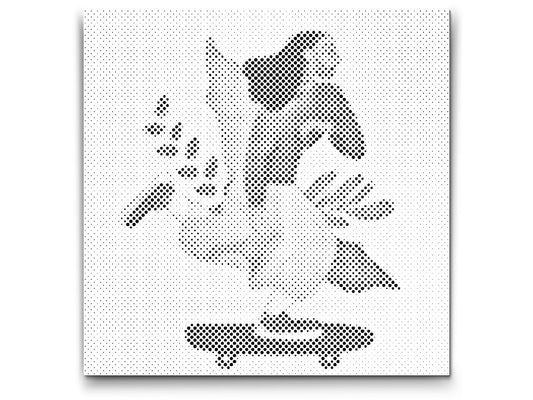 Mal-med-prikker -  Illustration - Kvinde på skateboard