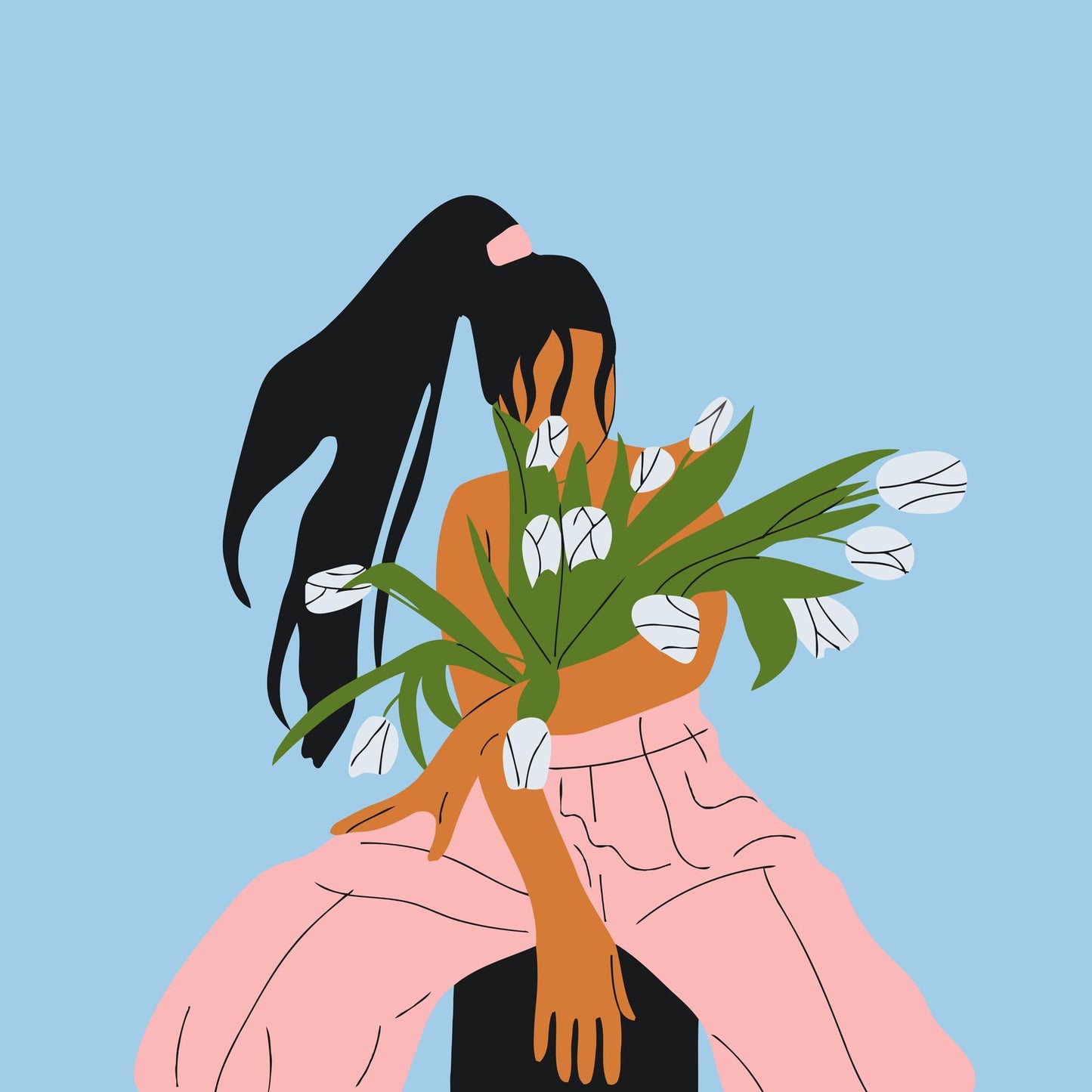 Paint by Numbers - Illustration - Kvinde med tulipaner