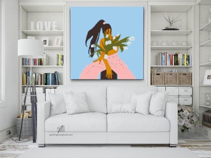 Diamond Painting - Illustration - Kvinde med tulipaner