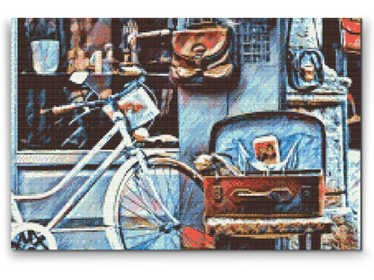 Diamond Painting - Cykel og kuffert fuld af minder