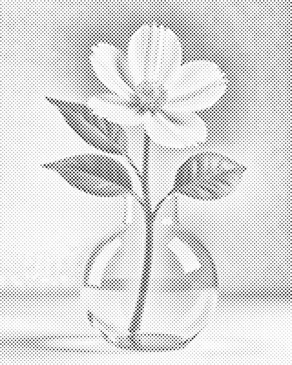 Mal-med-prikker -  Minimalistisk hvid blomst