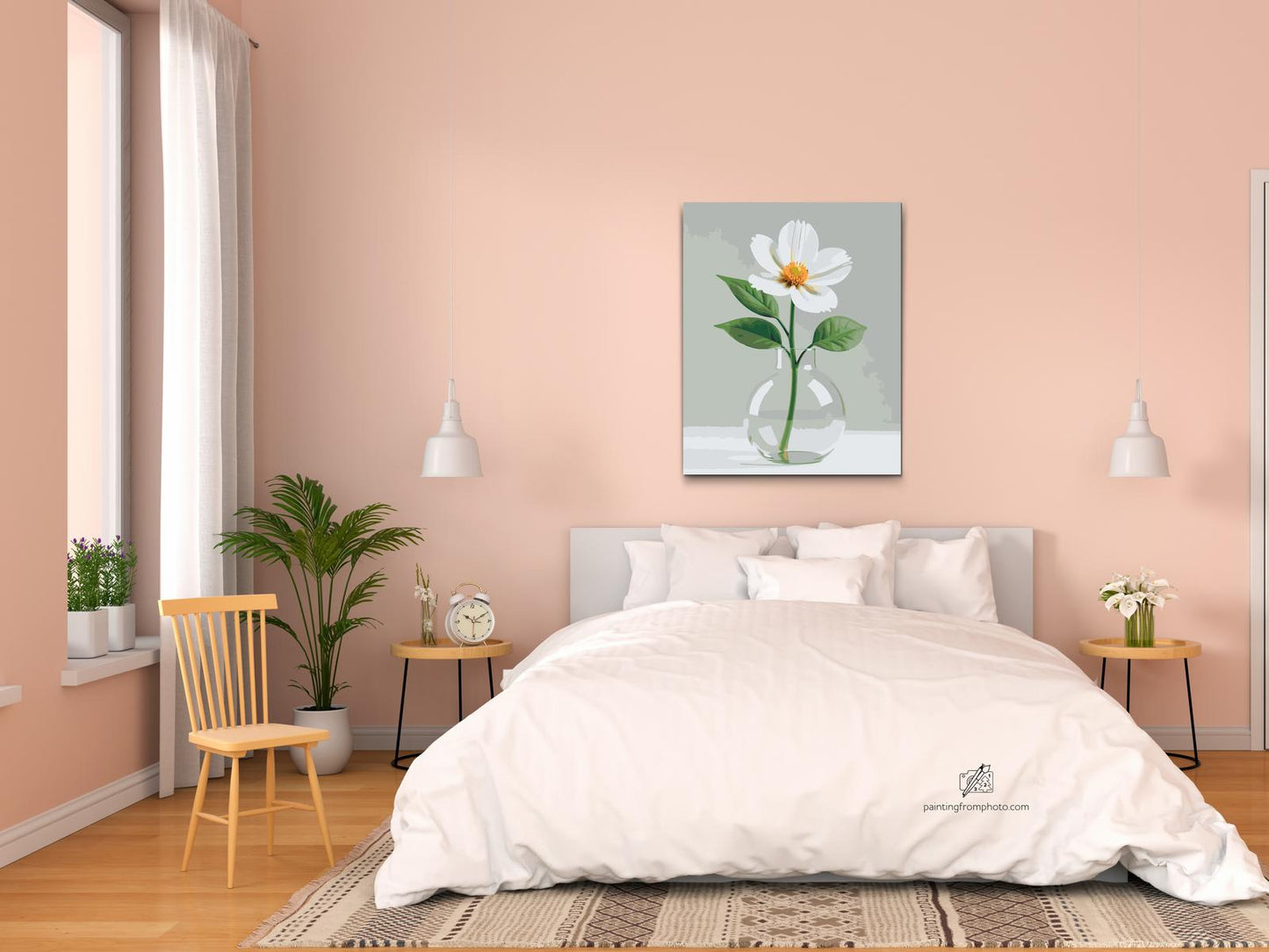 Paint by Numbers - Minimalistisk hvid blomst