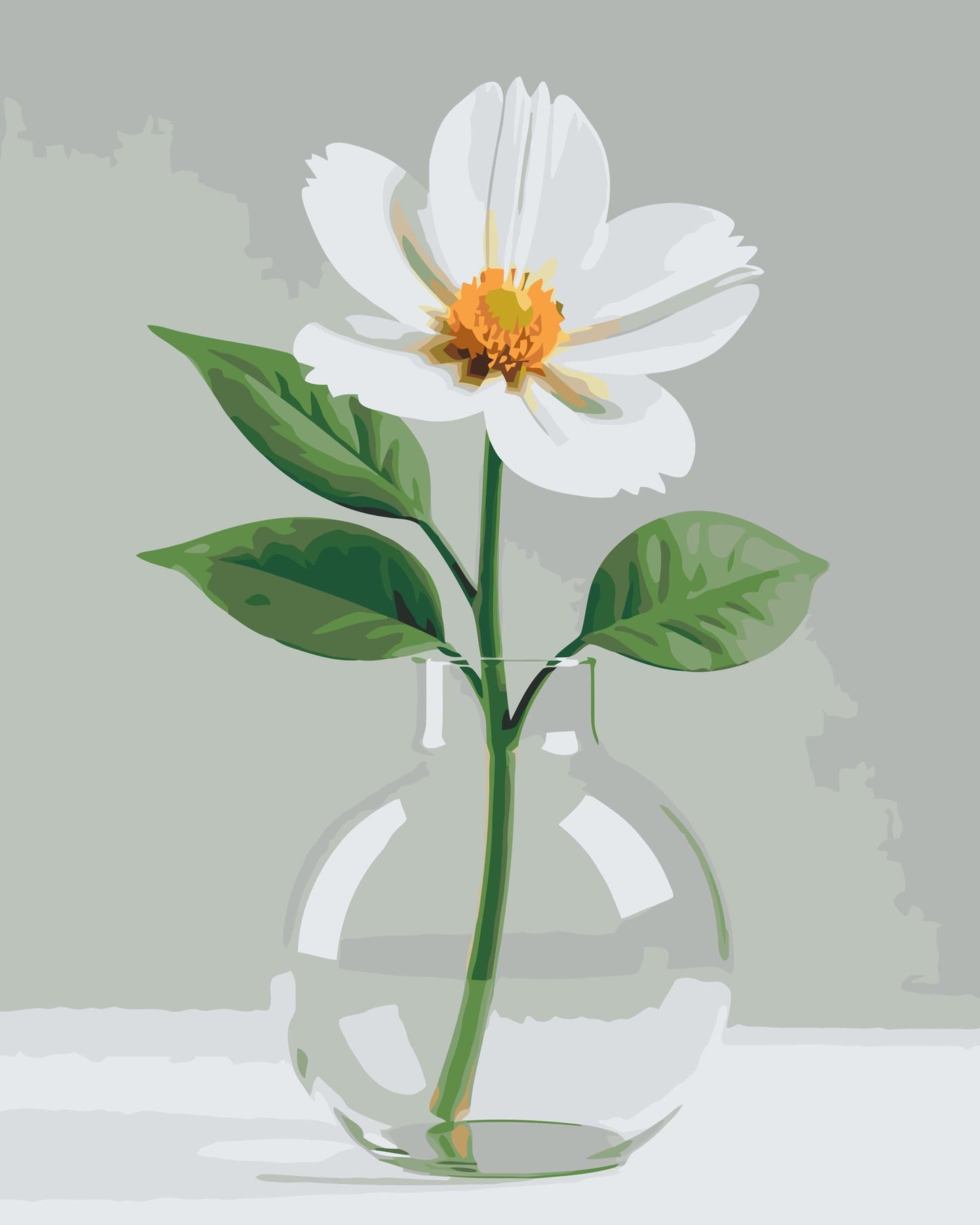 Paint by Numbers - Minimalistisk hvid blomst