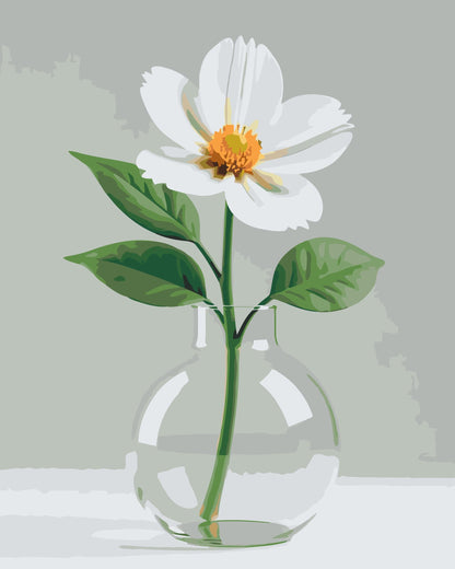 Paint by Numbers - Minimalistisk hvid blomst