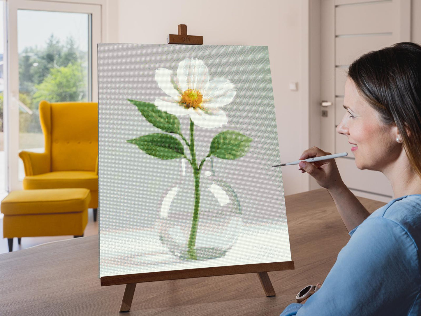 Diamond Painting - Minimalistisk hvid blomst